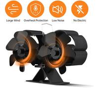 Ventilateur de poêle à 6 lames-Non électrique et silencieux-Circulation de chaleur rapide pour cheminées-Dimensions 23 x 14 x 9 cm