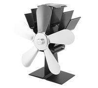 Ventilateur de Poêle à Bois, 5 Pales, écologique, alimenté par la Chaleur, pour Brûleur à Granulés, Circulation D'air Chaud Améliorée, 1 unité (SILVER)
