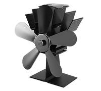 Ventilateur de Poêle à Bois, 5 Pales, écologique, alimenté par la Chaleur, pour Brûleur à Granulés, Circulation D'air Chaud Améliorée, 1 unité (BLACK)