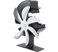 Ventilateur de poêle à chaleur 7 pales modèle Moon Fonctionnement silencieux Circulation de l'air chaud Très efficace Ventilateur de brûleur de bûches Accessoires pour poêle à bois Argent
