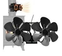 Ventilateur de poêle à chaleur pour poêle à bois, ventilateur thermique, | Montage mural - Puissant - Économie d'énergie - Faible bruit - Protection contre la surchauffe - Ventilateur de four pour