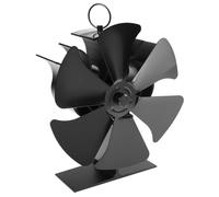 Ventilateur de Poêle Chaleur 70°c en Aluminium, à 6 Pales | Alimentation Thermique sans Électricité, Débit 80-170 Cfm, Noir, pour Foyer et Cuisinière