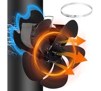Ventilateur de poêle magnétique sans électricité, grand ventilateur de cheminée double 5 pales silencieux, ventilateur de cheminée avec thermomètre et anneau de rechange, grands espaces pour bois/bois