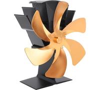Ventilateur de poêle vertical 6 pales Ventilateur thermique alimenté par la chaleur Circulation rapide de la chaleur Poignée Design Ventilateur de poêle pour cheminée Or