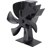 Ventilateur de poêle vertical à 6 pales, thermique, circulation rapide de la chaleur, poignée ergonomique, adapté aux cheminées et aux poêles, noir