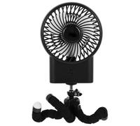 Ventilateur de Poussette Rechargeable Silencieux Usb-c Noir 2200mah | Pince Enveloppante pour Berceau et Lit Bébé, Batterie Intégrée, 3w, 3,5 à 8 H D’autonomie