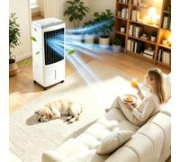 Ventilateur de Refroidissement de climatiseur Portable, Refroidisseur d'air par évaporation Mobile 4 en 1 avec télécommande, Silencieux, 4 Vitesses de Vent 3 Modes de pulvérisation, minuterie de