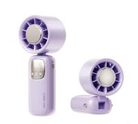 Ventilateur de refroidissement portable haute vitesse 4000 mAh pour rester au frais n'importe où, écran numérique, pliable, rechargeable (violet)