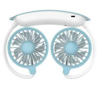 Ventilateur de refroidissement pour le cou, rechargeable par USB, design portable, couleur bleue