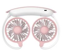 Ventilateur de refroidissement pour le cou, rechargeable par USB, design portable, couleur rose