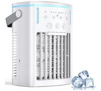 Ventilateur de refroidisseur d'air portable 1000ml, humidificateur de pulvérisation de brouillard avec télécommande, minuterie à 3 vitesses, lumières LED RVB, climatisation d'évaporation silencieuse p