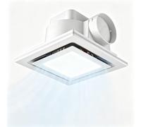 Ventilateur de Salle de Bains avec Éclairage, LED 3 Couleurs, Extracteur d’Air 170m³/h, 22W, 38dB Silencieux, Température 3000-6000K, Montage Encastré 200x200mm pour Salle de Bains, Cuisine, WC