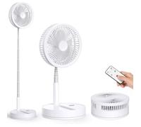 Ventilateur de sol/de bureau pliable et portable avec télécommande, 4 vitesses de ventilation, batterie 8000 mAh, port USB