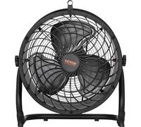 VEVOR Ventilateur de sol, 3 vitesses, ventilateur industriel en métal robuste 355,6 mm, inclinaison à 360°, vitesse du vent 7,2 m/s, pour maison, bureau, garage, magasin commercial, chambre à coucher