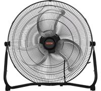 Ventilateur de sol VEVOR, 3 vitesses, machine à vent, 508 mm, 4800 CFM, inclinaison réglable à 360°, débit d'air de 6,5 m/s, grand ventilateur métallique, pour la maison, la salle de sport, le bureau,