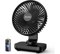 Ventilateur de table EasyAcc, batterie rechargeable de 4000 mAh, petit ventilateur USB, ventilateur portable avec base rechargeable et 4 vitesses, idéal pour le camping, le bureau, la bibliothèque