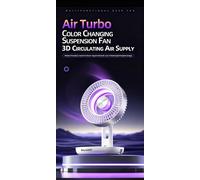 Ventilateur de table pliable - Veilleuse LED - Rechargeable par USB - 5 vitesses - Brise naturelle - Fonction oscillation gauche-droite - Idéal pour les chambres et les bureaux