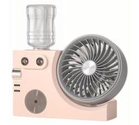 Ventilateur de table portable avec brumisateur, rechargeable par USB, fonctionnement ultra-silencieux, couleur rose