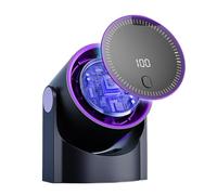 Ventilateur de table portable haute vitesse avec affichage numérique, chargeur USB Quiet USB, petits accessoires de refroidissement pour la maison et le bureau, 13 x 8,5 x 16 cm, violet, blanc