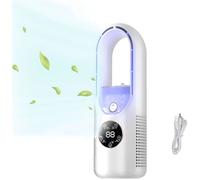 Ventilateur de table sans pales avec effet humidificateur, petit ventilateur brumisateur à 6 vitesses, minuterie et lumière L Femeo