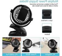 Ventilateur de table Silent Clip - fonctionnant sur piles - 3 vitesses - pivotant à 360 degrés - pour la chambre, le bureau, la poussette, le camping et la voiture
