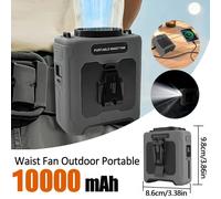 Ventilateur de taille Portable 10000mAh avec batterie externe, éclairage LED, ventilateur de cou suspendu, ventilateur de refroidissement à flux d'air puissant à 5 vitesses pour le travail en Green-St