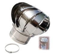 Ventilateur de toit en acier inoxydable 304 (non électrique), couvercle de cheminée sphérique rotatif pour l'extérieur, protection contre la pluie pour cheminée, couverture de cheminée (20 cm - 20 cm)