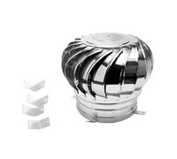 Ventilateur de toit non électrique en acier inoxydable, étanche à la pluie, turbine silencieuse, rotative, 4 pieds de montage pour séchoir à la maison, tuyau de conduit, abri de jardin