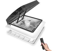 Ventilateur de toit pour camping-car 12V (24V max), diamètre 400 mm, extracteur de toit pour camping-car avec couvercle semi-transparent noir, télécommande, fonction réversible (extraction et ventilat