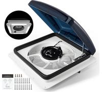 Ventilateur de toit pour camping-car/caravane - Trappe de toit avec ventilateur - 35,6 cm - 12 V - 3 vitesses - Manuel - Avec éclairage LED - Jaune