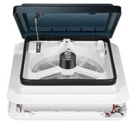 Ventilateur de toit pour camping-car - Ventilateur d'extraction - 12 V - 8 W - 10 pales - 4 LED - 28 x 28 cm - Blanc