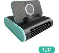 ventilateur de voiture 4 en 1 Ventilateurs de refroidissement pour console centrale Support de téléphone portable avec chargeur sans fil Noir Bleu 12V