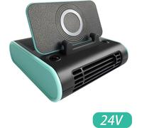 ventilateur de voiture 4 en 1 Ventilateurs de refroidissement pour console centrale Support de téléphone portable avec chargeur sans fil Noir Bleu 24V