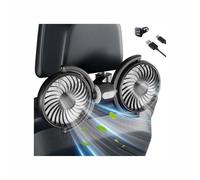 Ventilateur de Voiture avec Chargeur Voiture, Ventilateur Voiture 12V, Ventilateur Double Tête, Rotation À 360°, Pour siège auto bébé, 3 vitesses, Contrôle séparé, Ventilateur USB pour voiture/UV/RV