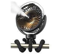 Ventilateur de voiture, batterie 6000mAh, rotatif à 360°, avec trépied flexible, adapté aux poussettes,bureaux,voyages,noir