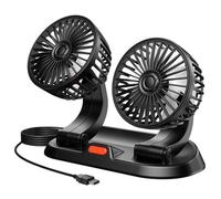 Ventilateur De Voiture Usb-5 V, Mini Ventilateur De Voiture Rotatif À 360 °, Trois vitesses de ventilation, Double Tête Pour SUV