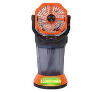 Ventilateur d'extérieur à brumisation, batterie 15000 mAh, réservoir d'eau de 2000 ml, oscillation automatique à 90°, 4 niveaux de vitesse, moteur sans balais