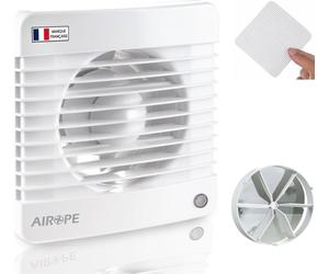 Ventilateur d'extraction Airope Silenta 100, 100 mm, clapet anti-retour, moustiquaire, 7 W, 26 dBA, silencieux, montage mural, salle de bains/cuisine/WC