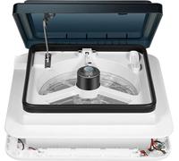 Ventilateur d'extraction de toit pour camping-car/caravane - Capot de toit - 12 V - 10 pales - Débit d'air 5-35 m³/min - LED (4) - ABS - Étanche - Blanc