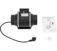 Ventilateur d'extraction pour cuisine et salle de bain - Ventilateur tubulaire en ligne - 220 m³/h - 35 W - 150 Pa - 2600 tr/min - IPX2 - 220 V 50 Hz - noir