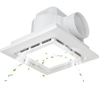 Ventilateur d'extraction pour salle de bain, 300 mm, ultra silencieux, débit d'air de 130 CFM avec éclairage LED