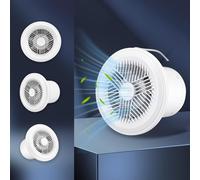 Ventilateur d'extraction pour salle de bain - Ventilateur rond de 10 cm - Inversible - 6 vitesses - Télécommande - Indice de protection IPX4 - Silencieux - Blanc