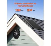 Ventilateur d'Extraction Solaire de Grenier, 340x70 mm, Extracteur d'Air de Grenier avec Thermostat Réglable, Maille Extérieure, Ca…