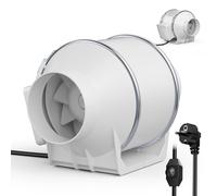 Ventilateur d'extraction - Ventilateur de conduit rond - 220 V - Silencieux - Étanche - Pour salle de bain, cuisine et toilettes - Blanc