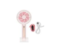 Ventilateur électrique portatif à 15 ° avec support de téléphone 4 vitesses rose
