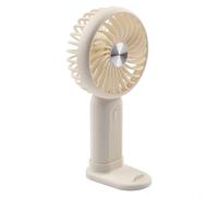 Ventilateur électrique portatif alimenté par USB - Design compact pour les voyages et un usage quotidien, vitesses réglables et fonctionnement silencieux (blanc riz)