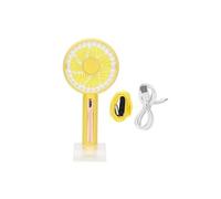 Ventilateur électrique portatif avec support de téléphone 4 vitesses jaune