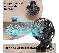 Ventilateur électrique rechargeable portable 720 ° Ventilateur à pince suspendu rotatif avec veilleuse, petit ventilateur d'[VV346]
