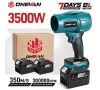 Ventilateur électrique sans fil ONEVAN 3500W 350M/S, souffleur de feuilles, de neige et de poussière, outil électrique compatible avec les batteries Makita. 2x15cell Battery Set