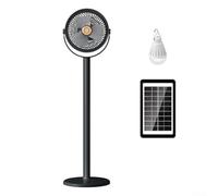 Ventilateur électrique solaire portable à 5 vitesses pour ventilateur sur pied à piles avec veilleuse design pliable pour patio de voyage (noir)